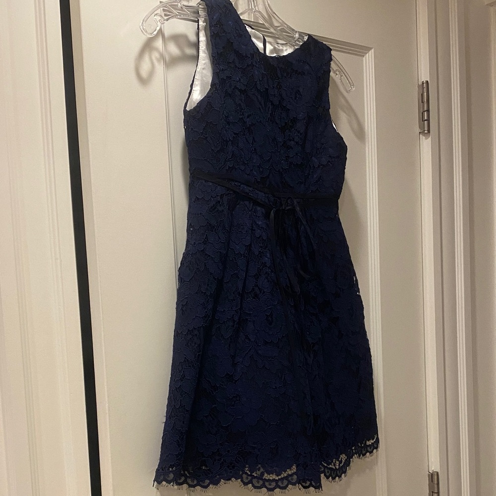 Helena Navy Blue Kids Formal Lace Dress